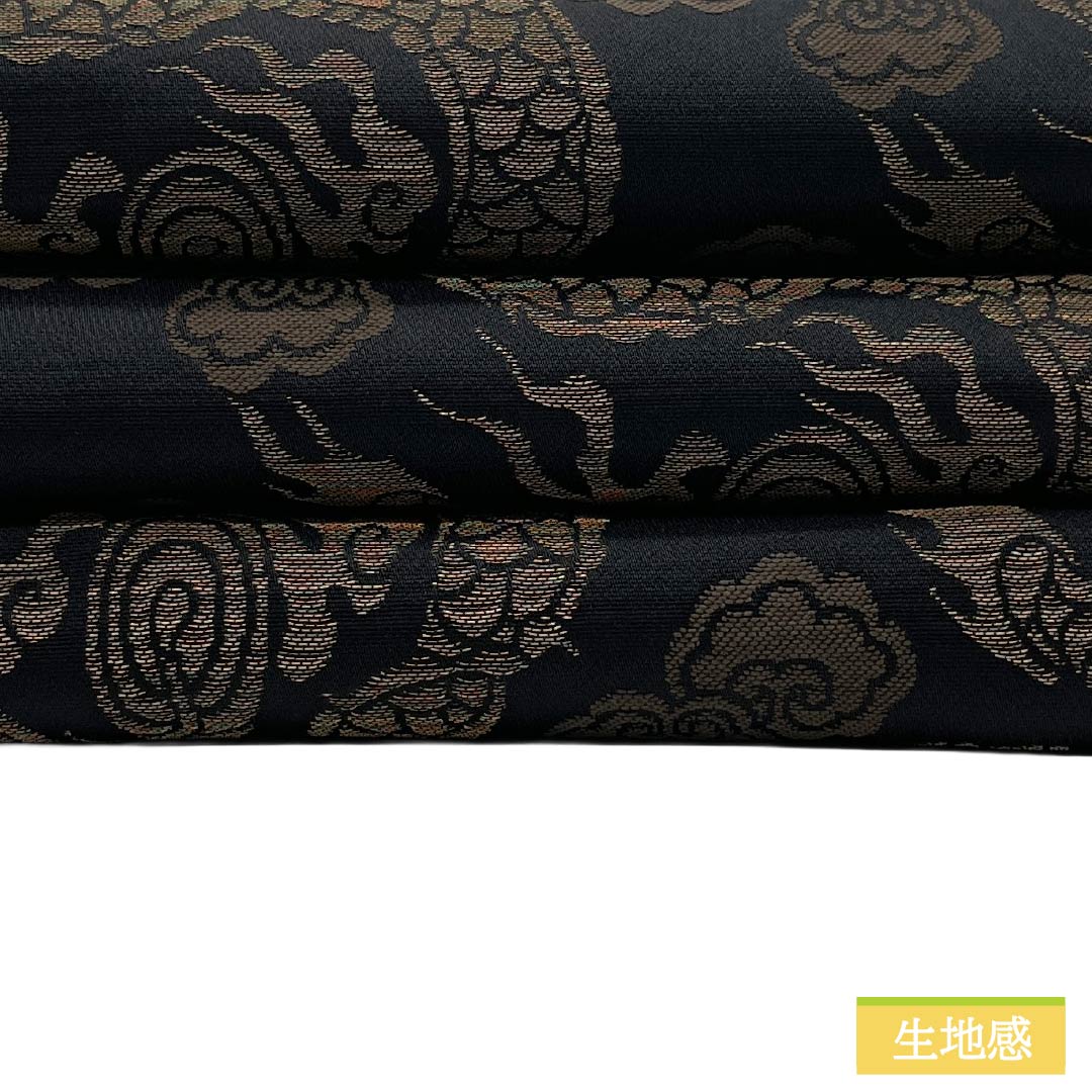 半幅帯 ポリエステル Sランク 黒色（くろいろ） 龍 帯丈408cm 黒系 1125005032410
