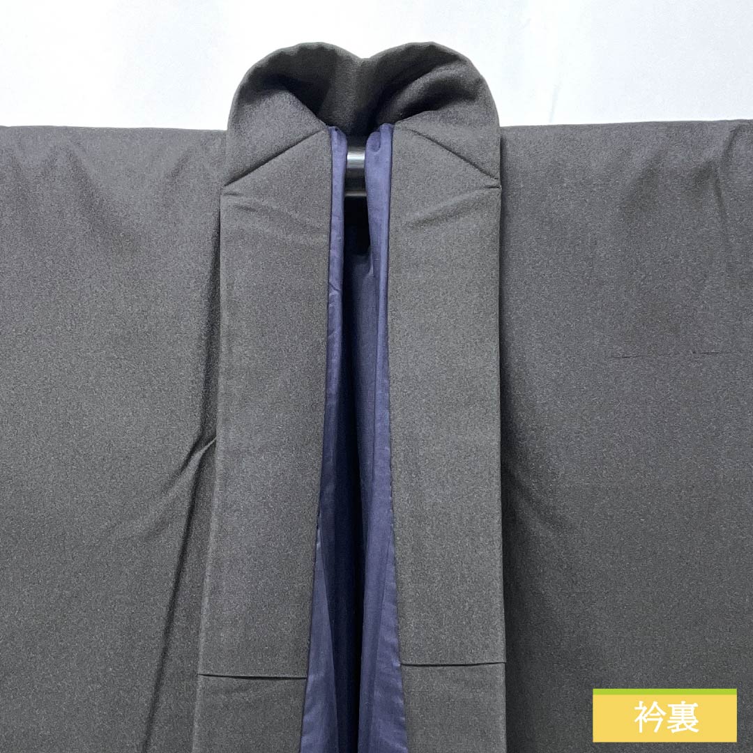 男物 正絹 Sランク 身丈139cm 裄丈64.5cm  お召 無地 袷 黒系 1119001892310