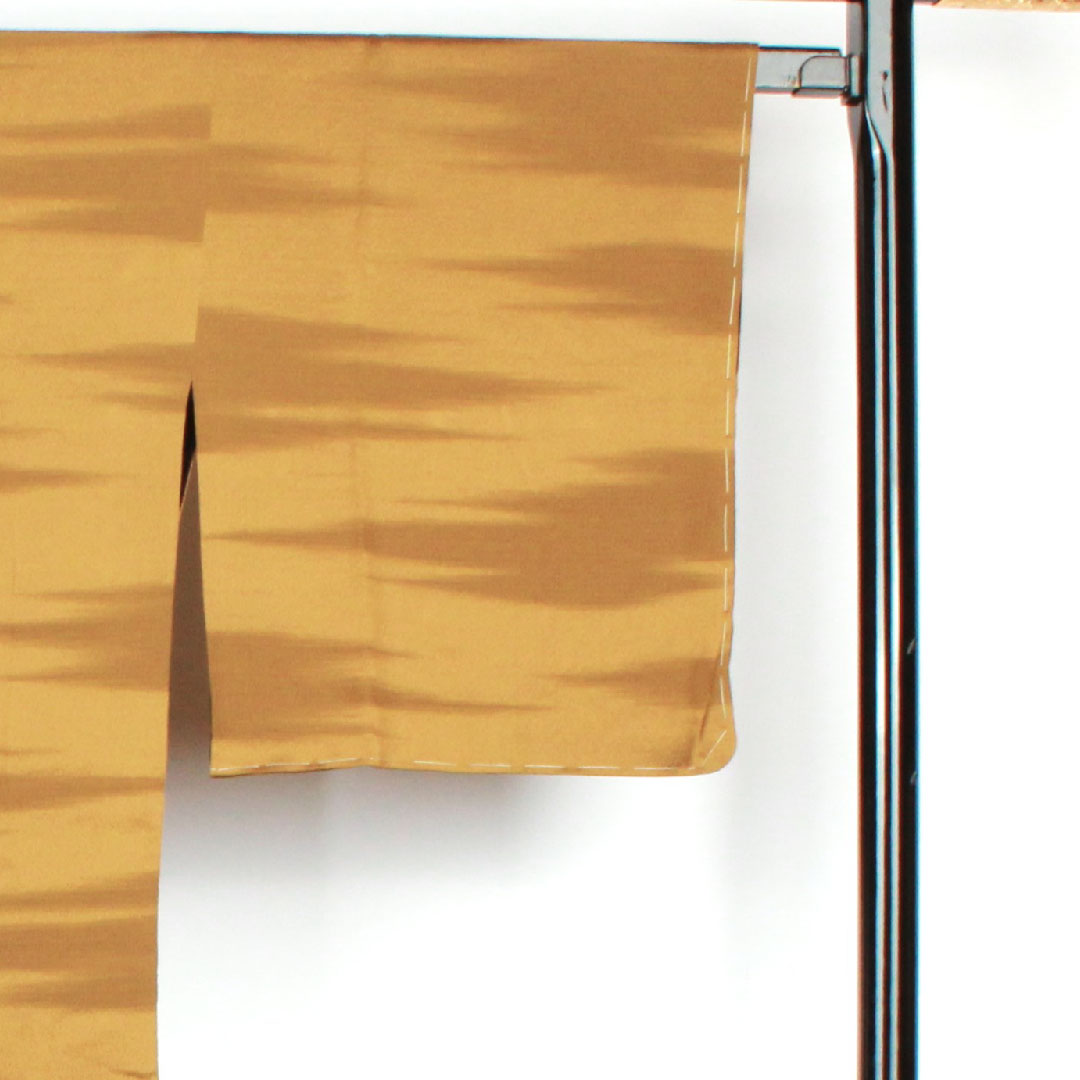 Michiyuki coat, length 99.5cm, sleeve length 68cm, warbler brown, reversible, haze pattern, pure silk, S rank, lined, yellow, 1117000232923