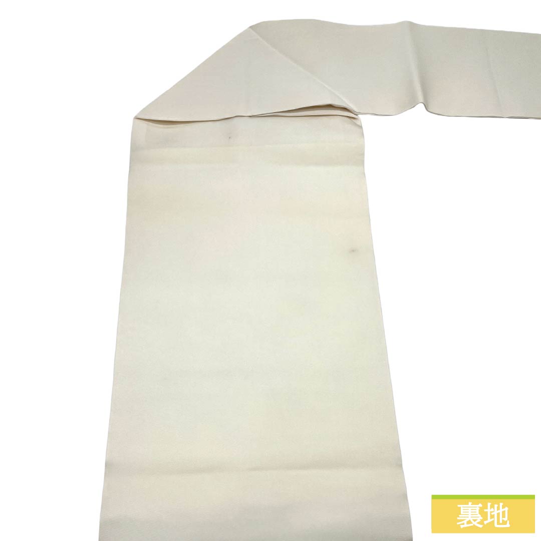 名古屋帯 正絹 Sランク 名古屋仕立て 乳白色（にゅうはくしょく） 作家物 花柄 帯丈378cm ポイント柄 カジュアル 白系 1124014532311