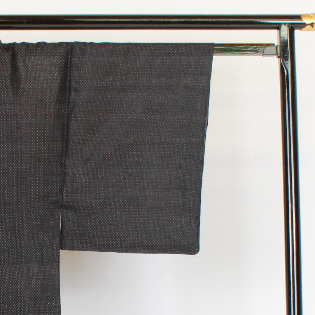 Men's, Length 142cm, Sleeve length 66cm, Important Intangible Cultural Property, Mosquito Kasuri, Miyako Jofu, Linen, S Rank, Single Layer, Black, 1119000172410