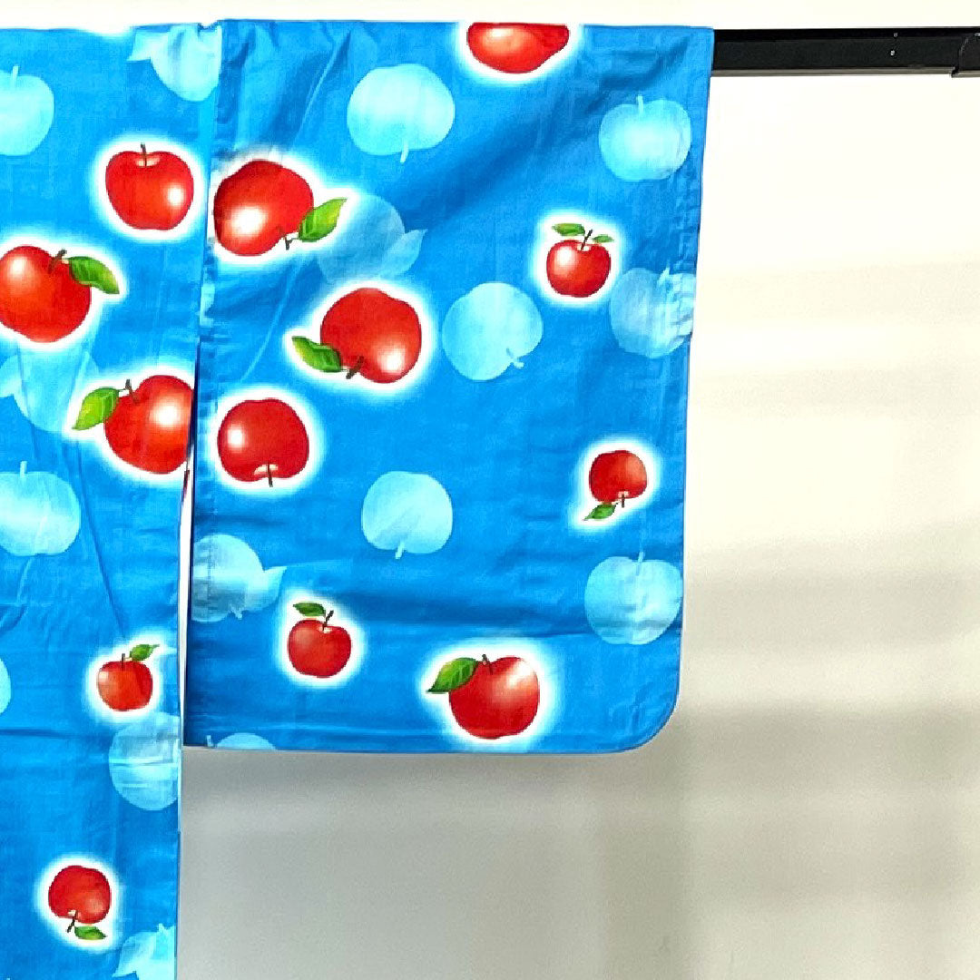 浴衣 真青色 リンゴ 木綿 Sランク 単衣 身丈155cm 裄丈64cm 青系 1118002222317