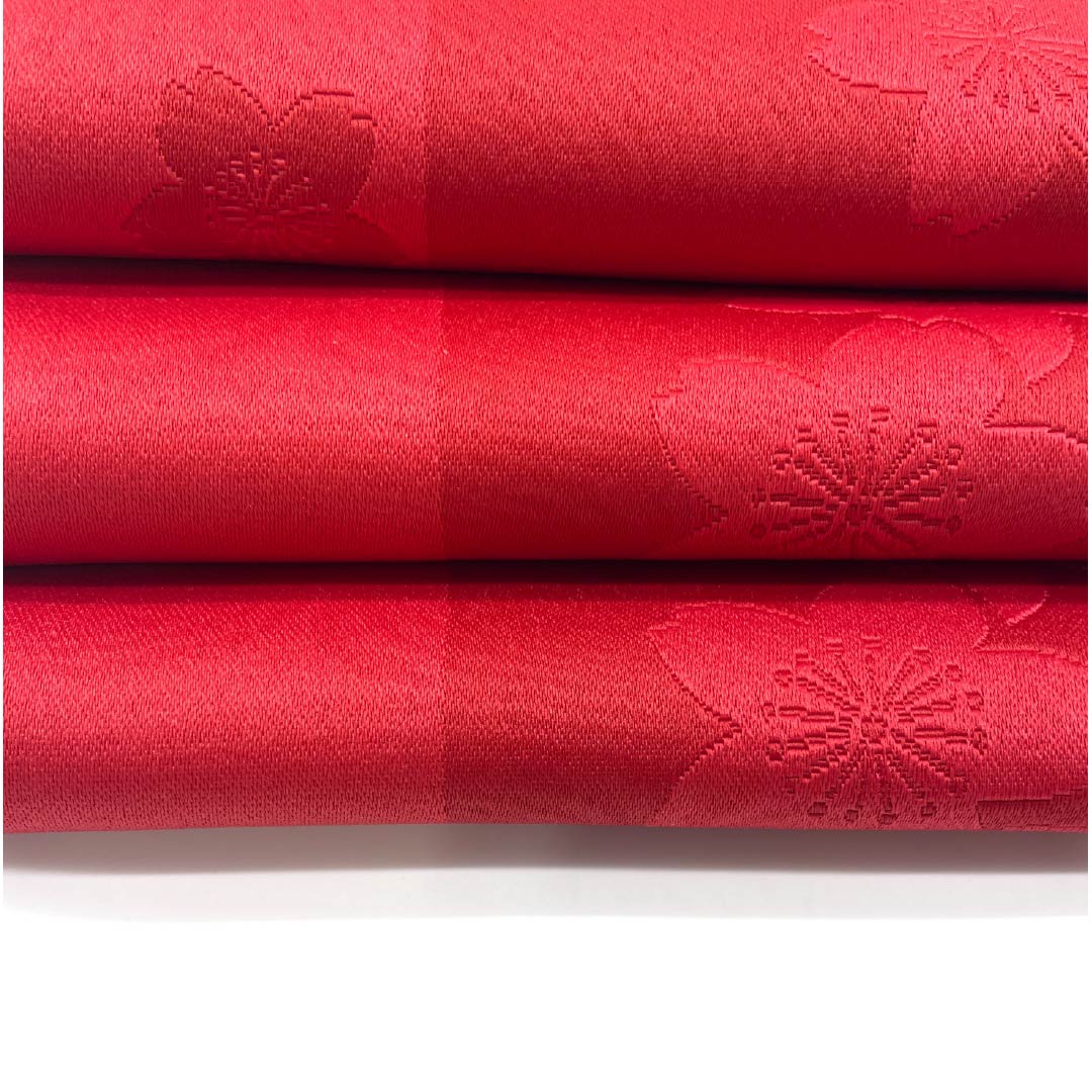 半幅帯 ポリエステル 帯丈336cm 茜色（あかねいろ） 桜 花柄 リバーシブル 赤系 Sランク 1125001442312