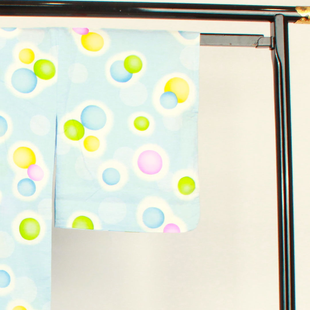 浴衣 白群色 水玉 木綿 Sランク 単衣 身丈161.5cm 裄丈64.5cm 水色系 1118001252424