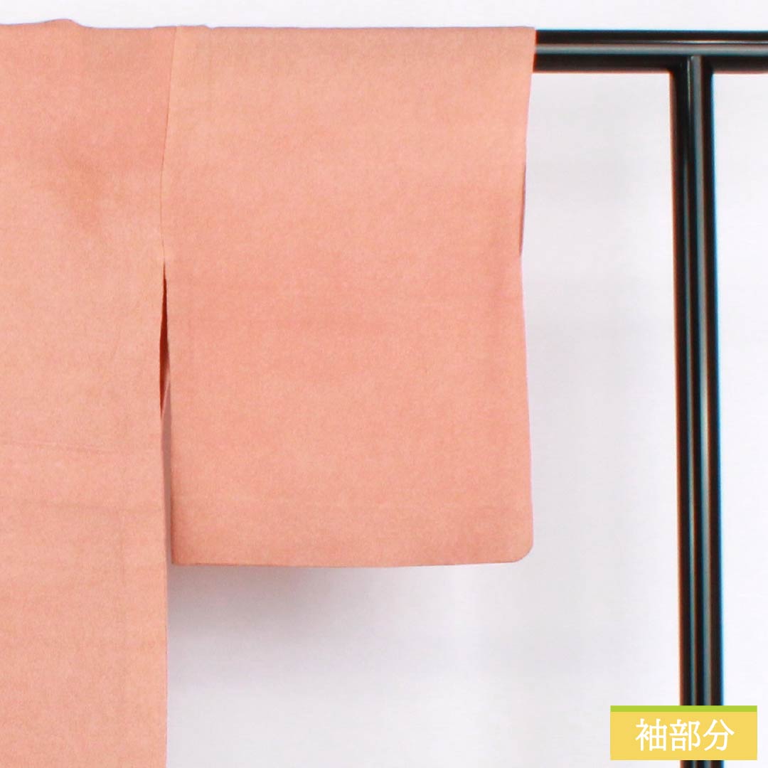 小紋 正絹 Aランク 身丈157.5cm 裄丈63cm 単衣 緋褪色（ひさめいろ） 江戸小紋 鮫柄 五三桐 縫い紋 橙系 1115007223326