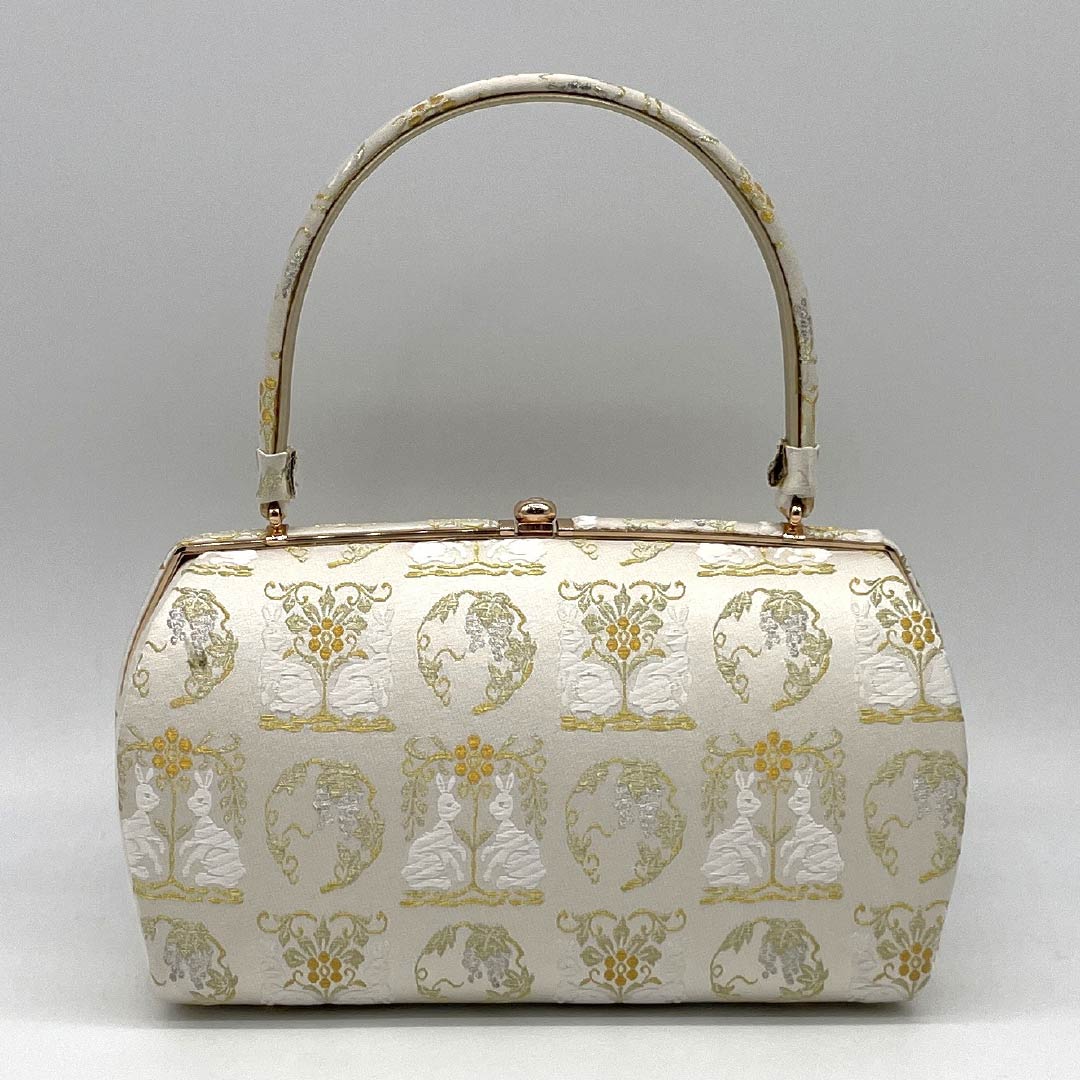 （新古品）草履バッグセット フォーマル Bランク 花うさぎ 帯地 Lサイズ クリーム系 1133000394415