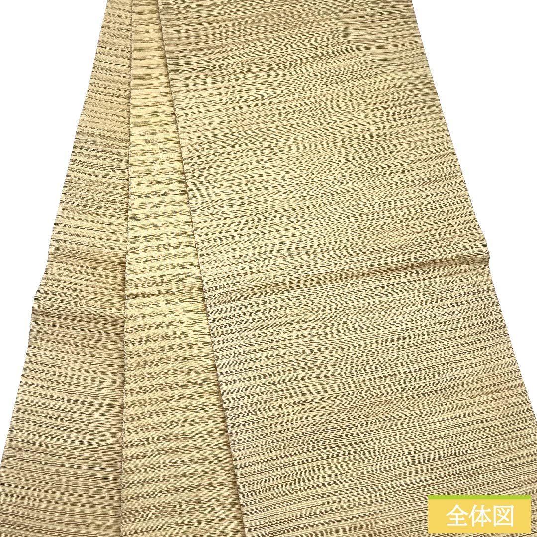 袋帯 正絹 東京白茶色（とうきょうしらちゃいろ） 丸 幾何学模様 帯丈448cm Sランク 六通 カジュアル ベージュ系 1123011012325