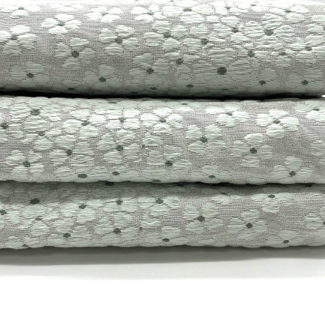 半幅帯 ポリエステル 青白磁色（せいはくじいろ） 小花模様 帯丈308cm 水色系 Aランク 1125001713324