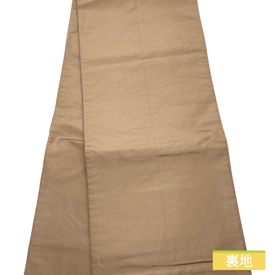 (Kyoto Fukuro Obi) Nagoya Obi, Polyester, Grade A, Light Brown, Puffed Weave, Diamond Pattern, Abstract Pattern, Length 384cm, Pointed Pattern, Casual, Brown, 1124010683414, Open-leg Style