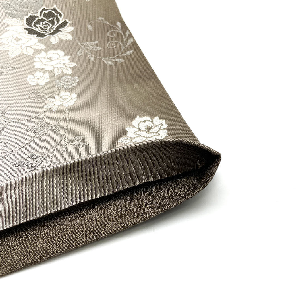 半幅帯 ポリエステル Sランク 薔薇 七宝 リバーシブル 帯丈424cm グレー系 1125002342422