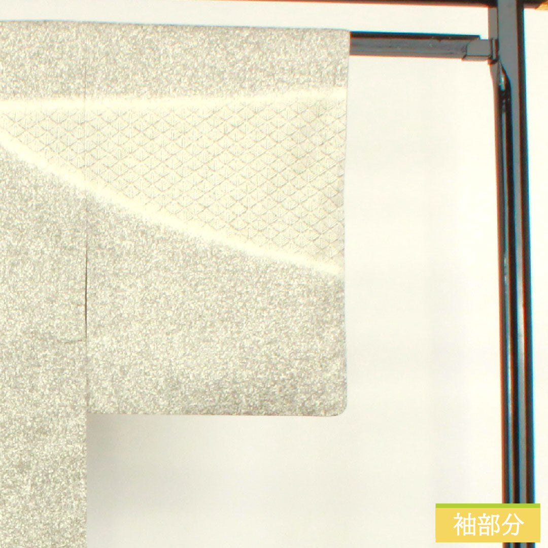 訪問着 正絹 袷 身丈158.5cm 裄丈62cm 絹鼠色 川村久太郎 タタキ染 紬地 抽象模様 Sランク グレー系 1112003842322