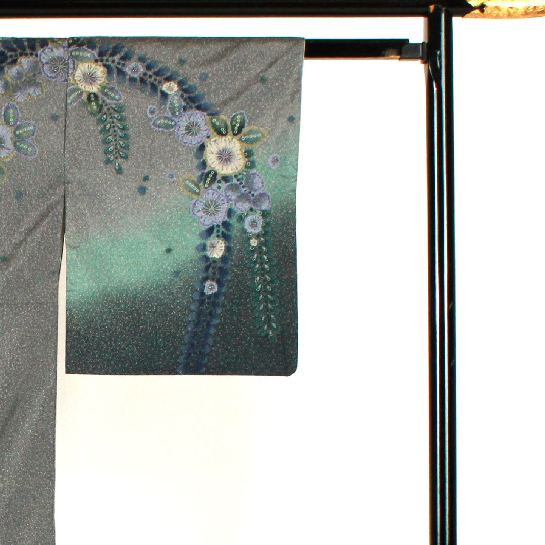 訪問着 袷 身丈157cm 裄丈64cm 辻ヶ花 大島紬 正絹 Sランク グレー系 1112001282322