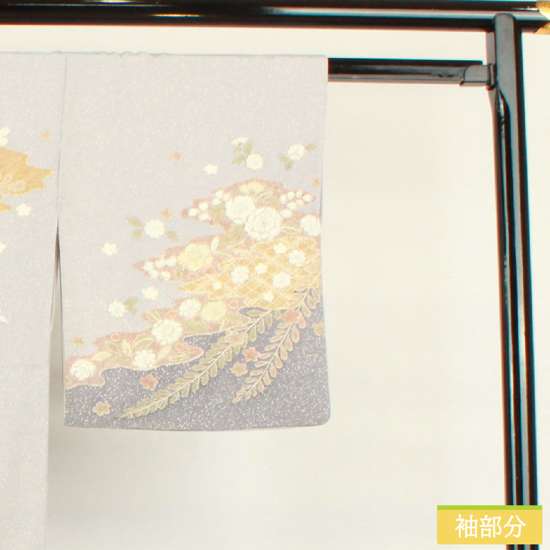 訪問着 正絹 袷 身丈156.5cm 裄丈63.5cm 雪色（せっしょく） 辻ヶ花 作家物 Aランク グレー系 1112004893322