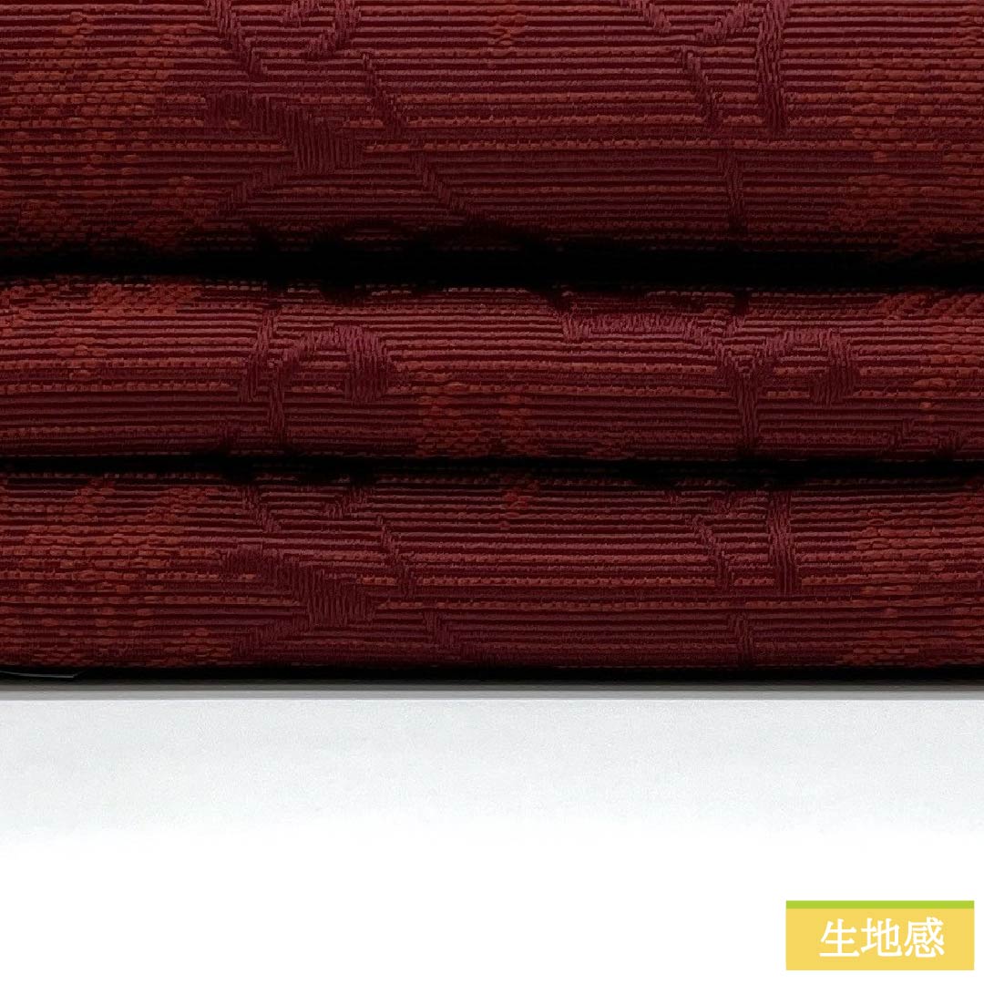 （新品）半幅帯 ポリエステル NEWランク 深蘇芳色（深蘇芳色（ふかきすおういろ） 黒色 唐花模様 横段 リバーシブル 帯丈400cm 赤系 1125002661412