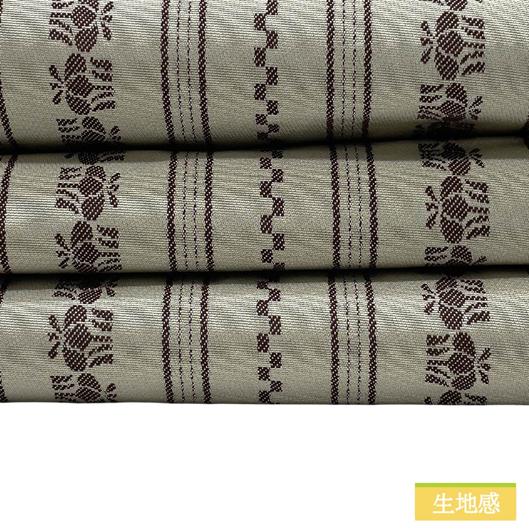 半幅帯 ポリエステル Aランク 蕎麦切色（そばきりいろ） 溜色（ためいろ） こむさでもーど 縞 花 市松 帯丈404cm グレー系 1125005713422