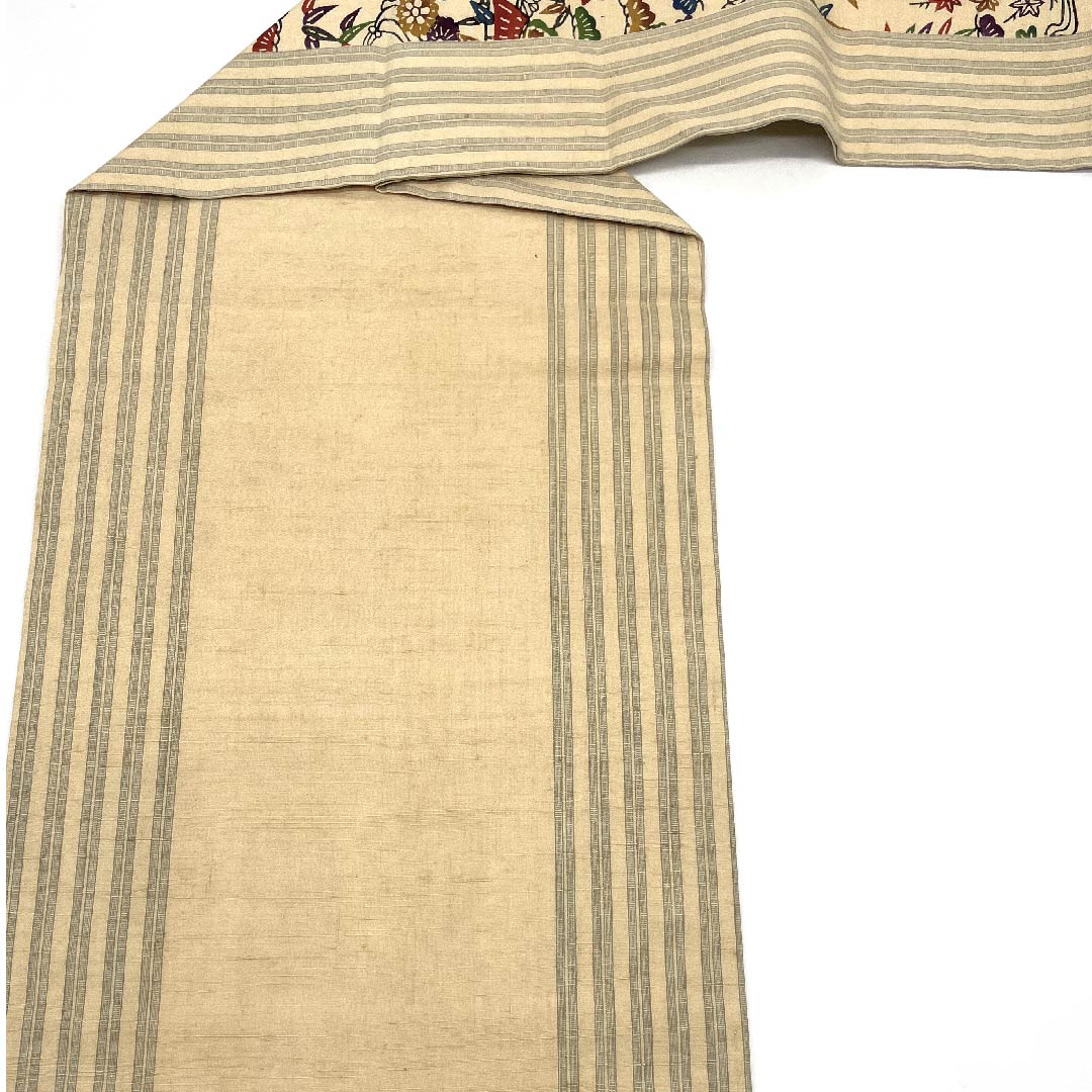 名古屋帯 東京白茶色 茶屋辻 帯丈368cm 正絹  六通 カジュアル ベージュ系 1124004044325  名古屋仕立て