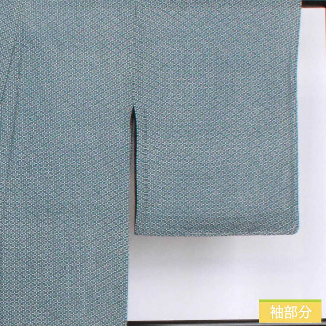 Summer Pure Silk Komon Kimono, Length 152.5cm, Sleeve Length 65.5cm, Indigo Iron (Aite-iro) Color, Edo Komon Pattern, Stencil Dyed, Abstract Pattern, Ro, Rank B, Blue, Product Code: 1132002774217