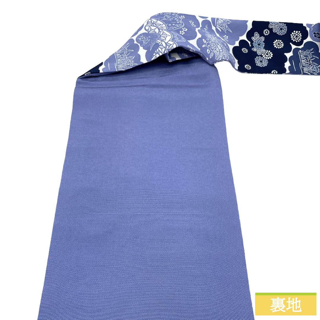 名古屋帯 正絹 Sランク 名古屋仕立て 青藤色（あおふじいろ） 京紅型 栗山吉三郎 栗山工房 帯丈391cm ポイント柄 カジュアル 紫系 1124014492420