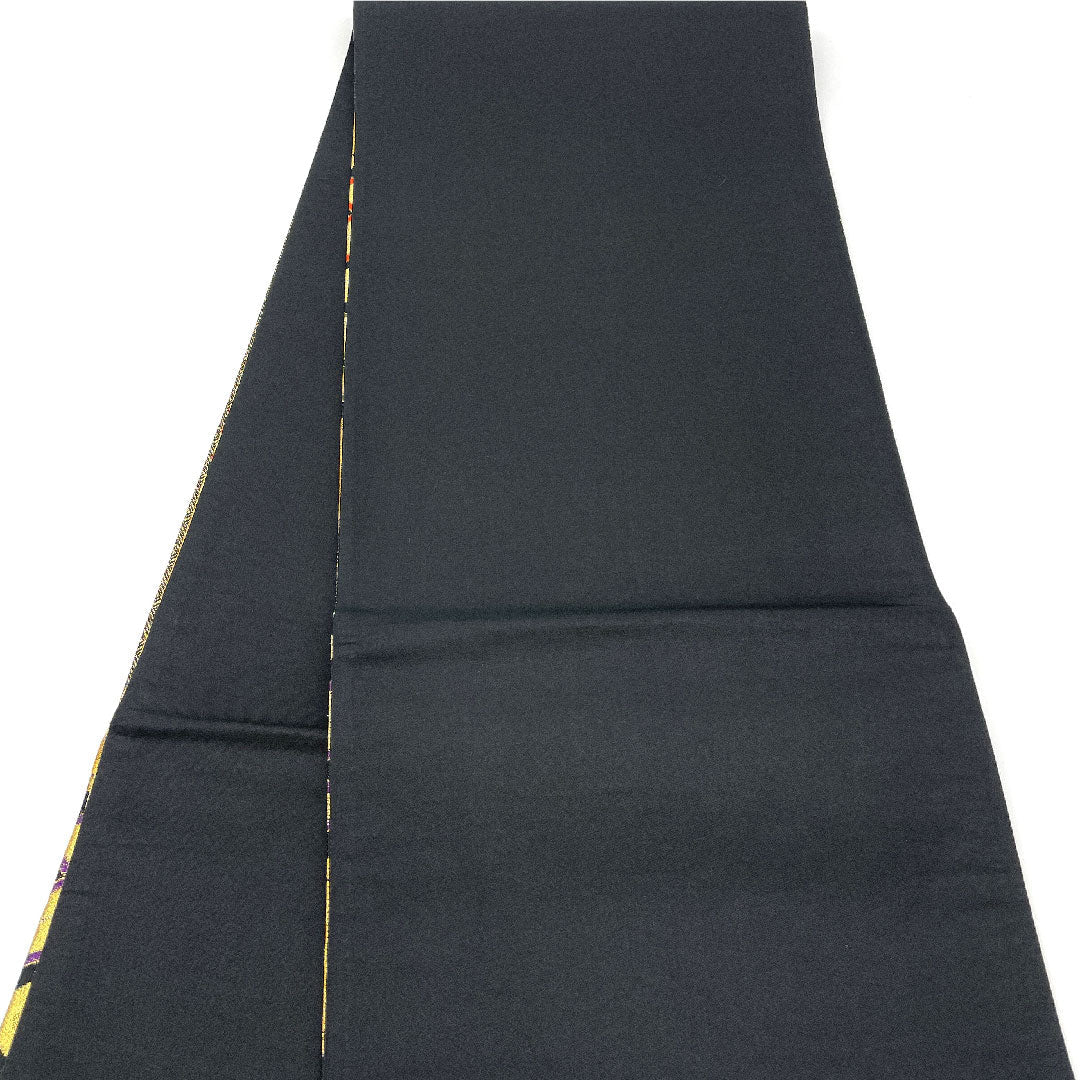 袋帯 振袖用 松皮菱 華文模様 帯丈440cm 正絹 Sランク 六通 フォーマル 黒系 1123004512310