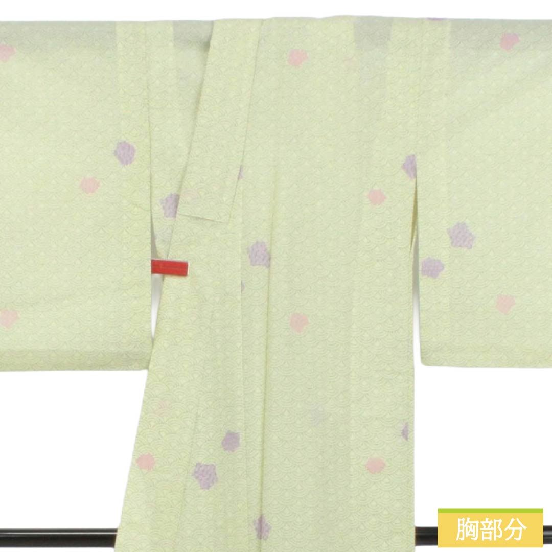 【洗える夏着物】絽 小紋＊長尺 ススキに蜻蛉模様 背紋有 砂色 化繊 9KY11 kimono-waku_kn-toray-02