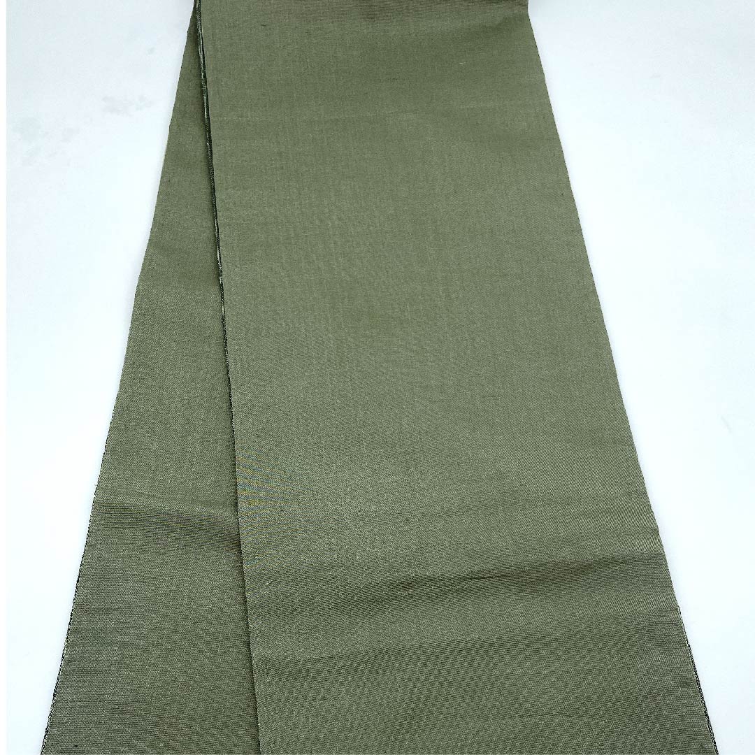 Fukuro Obi (blackish green obi) with an owl, obi length 460cm, pure silk, S rank, point pattern, casual, green, 1123008932419