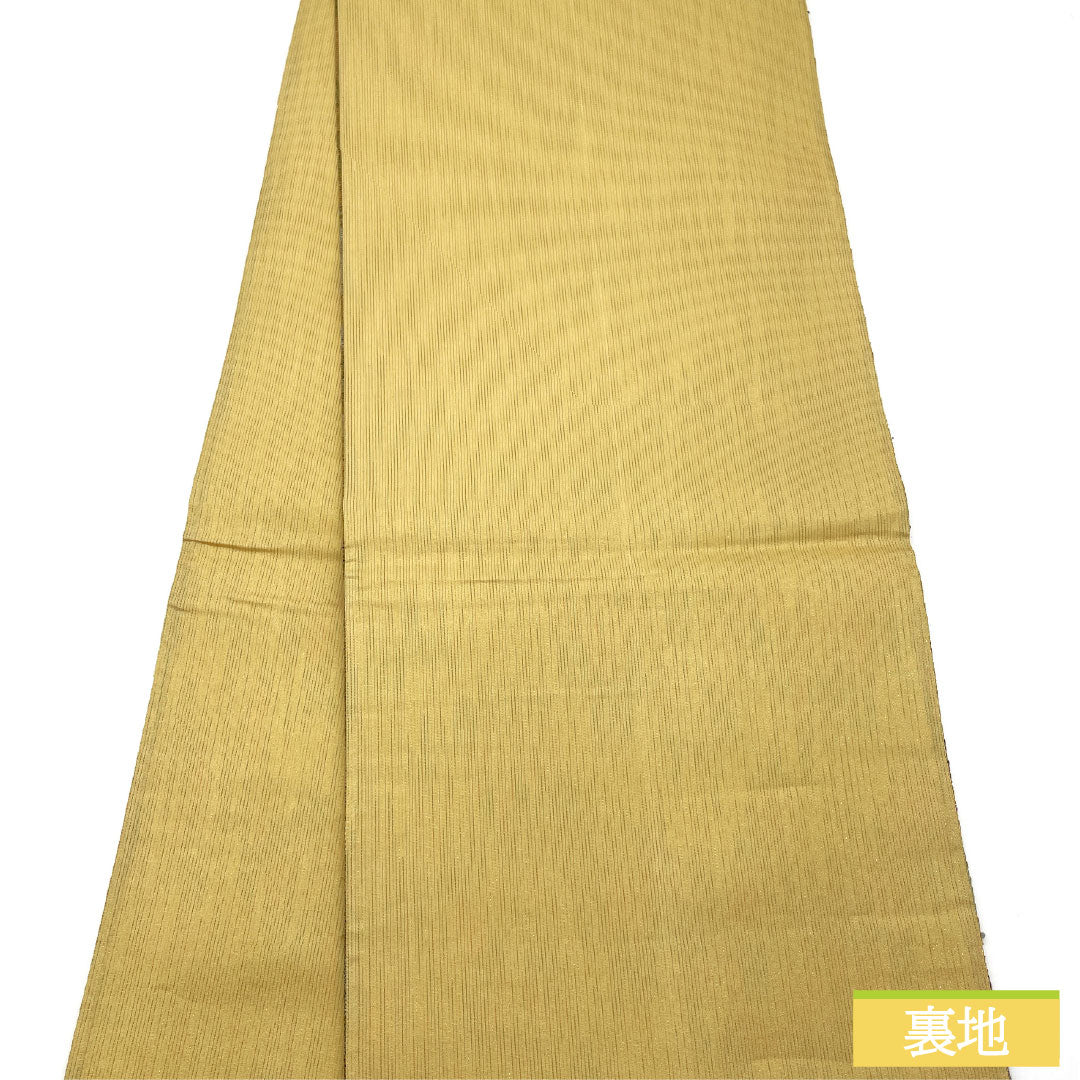 袋帯 正絹 Sランク 紬地 抽象模様 帯丈478cm 六通 カジュアル 茶系 1123016672414