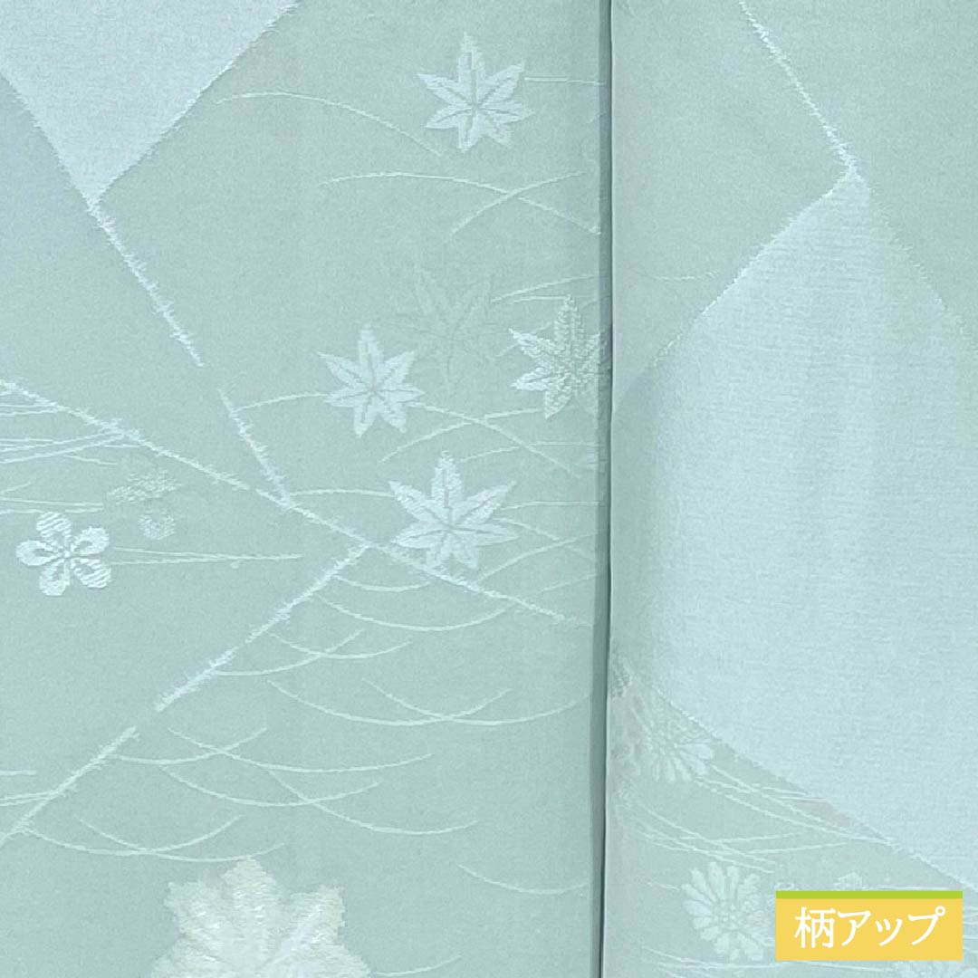 色無地 正絹 Sランク 身丈159.5cm 裄丈65cm 薄水色（うすみずいろ） 一つ紋 紋名不明 縫い紋 袷 水色系 1114002752324