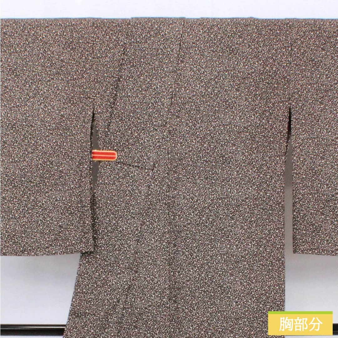 訪問着 正絹 Sランク 袷 身丈165cm 裄丈65.5cm 黒鼠色（くろねずいろ） タタキ染 付下げ 扇面 草花 黒系 1112006702510