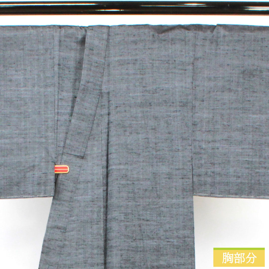 男物 正絹 身丈137.5cm 裄丈66cm むすび織 着物単品 しつけ糸付き 未使用品 Sランク 袷 グレー系 1119000782322