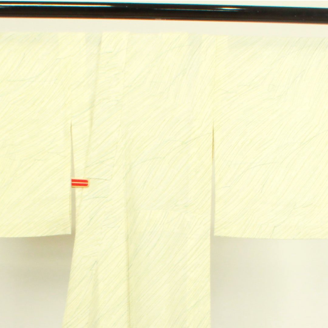 夏物 正絹 小紋 身丈158.5cm 裄丈62.5cm 乳白色（にゅうはくしょく） 抽象模様   絽 Aランク クリーム系 1132000753315