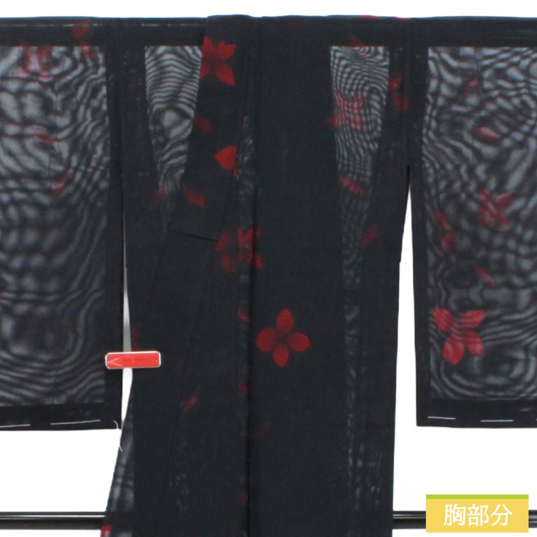 リサイクル着物】夏物 正絹 お召 Sランク 身丈155cm 裄丈63cm 褐色