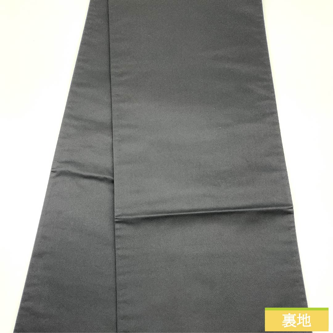 Fukuro Obi, Pure Silk, Black, Purple, Plum, Floral Pattern, Length 456cm, S Rank, Point Pattern, Formal, Black, 1123010942410