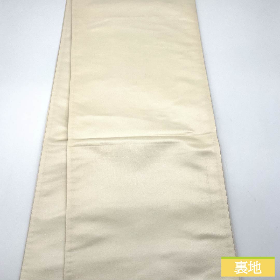 袋帯 正絹 胡粉色（ごふんいろ） 留袖用 刺繍 孔雀 花模様 帯丈428cm Aランク ポイント柄 フォーマル 白系 1123014243311