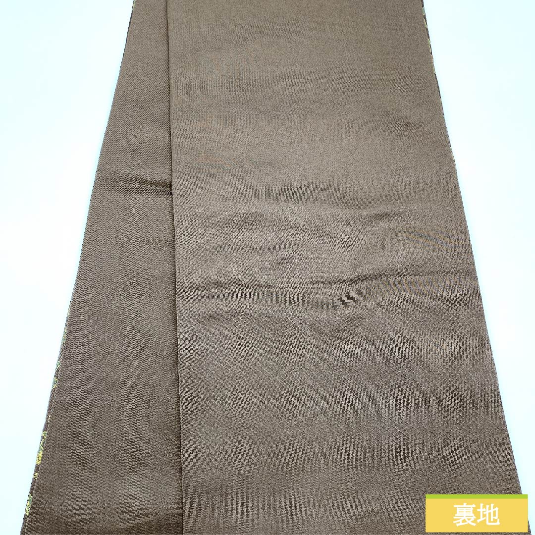 (Unmade) Fukuro Obi, Pure Silk, Tobiiro (Tobi-iro), Orietsu, Flower Pattern, Bird, Classic Pattern, Obi Length 444cm, New Rank, Full Length, Semi-Formal, Brown, 1123010861314