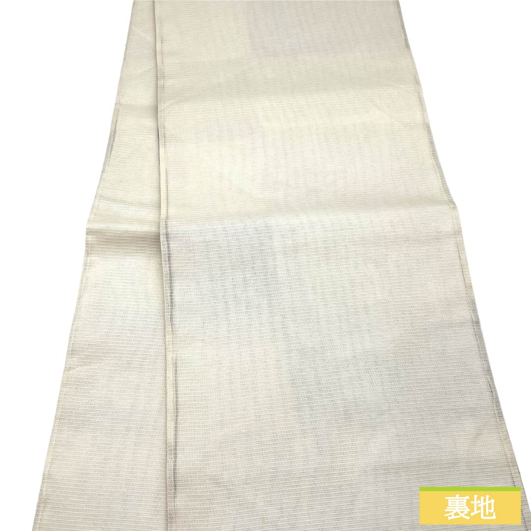 袋帯 正絹 Aランク 夏帯 市松 抽象模様 帯丈436cm 六通 セミフォーマル 白系 1123018253311