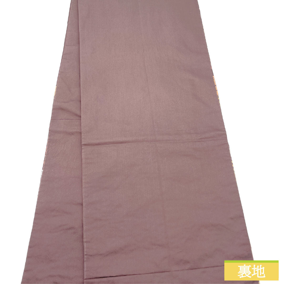 袋帯 正絹 Aランク 紅消鼠色（べにけしねずいろ） 唐織 慶長柄   帯丈424cm 六通 セミフォーマル 紫系 1123016543320
