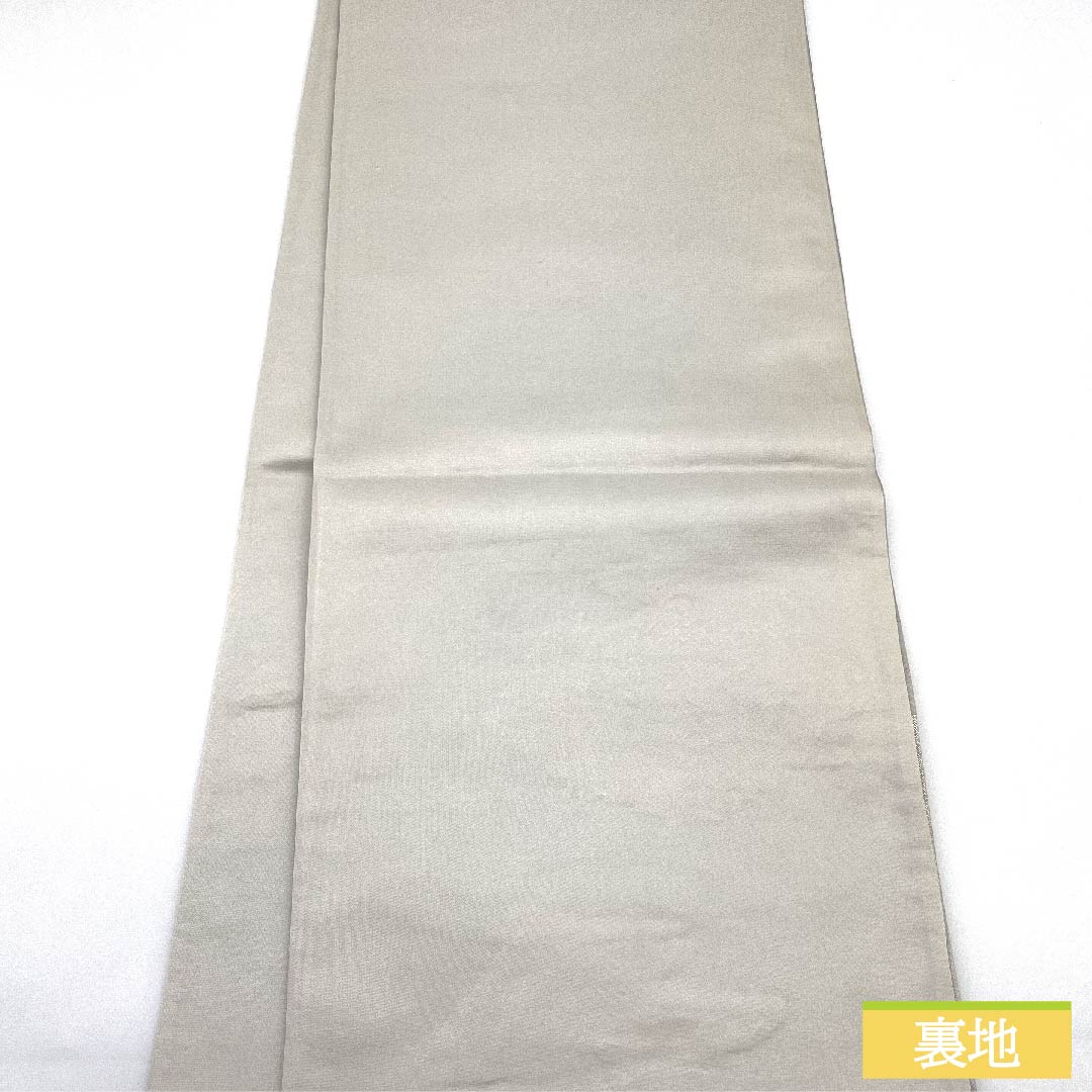 袋帯 正絹 薄鼠色（うすねずいろ） 扇面 桔梗 鼓 紅葉 帯丈428cm Aランク 六通 フォーマル グレー系 1123011823322