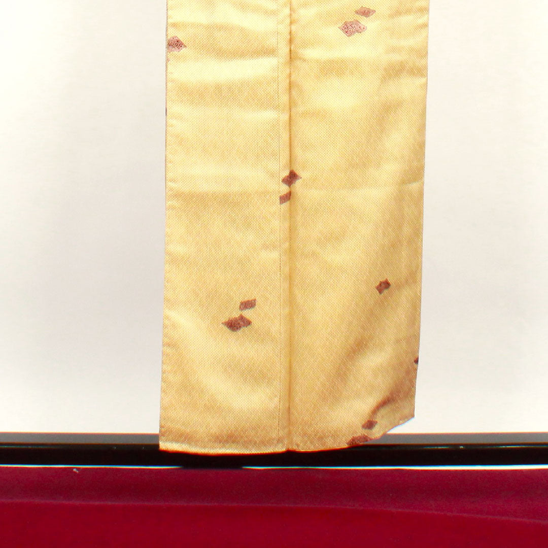 小紋 身丈153cm 裄丈60cm 袷  蜂蜜色 洗える着物 飛び柄  ポリ Aランク 黄系 1115002163223