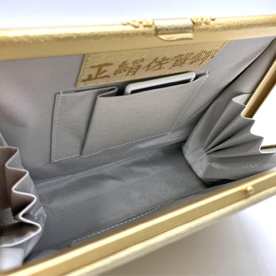 和装バック フォーマル 金色（きんいろ） 留袖用 正絹佐賀錦 花紋 金系 Sランク 113900054221