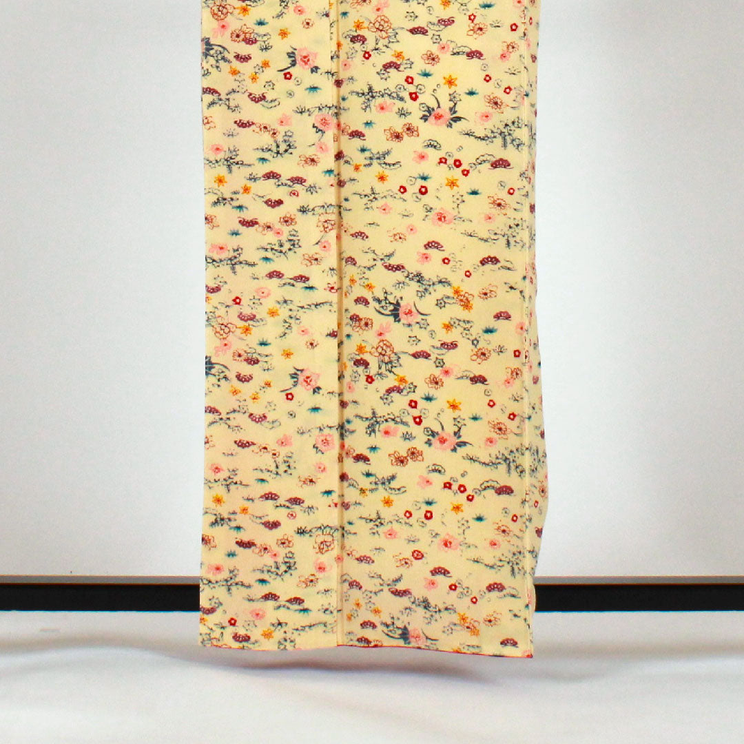小紋 身丈162.5cm 裄丈65.5cm 袷  松竹梅  正絹 Sランク クリーム系 1115001182315