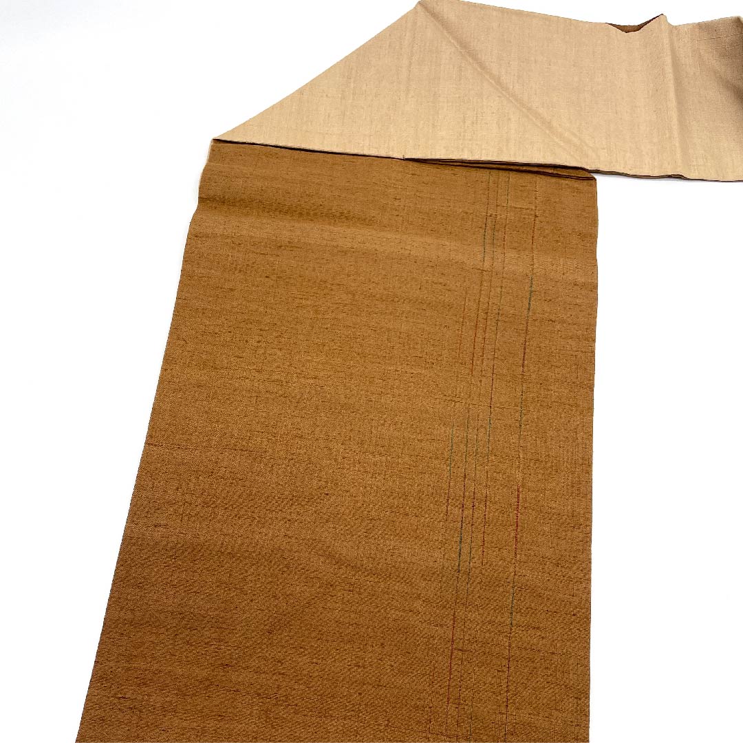 名古屋帯 茶色 かんざし つげぐし 染帯 帯丈372cm 正絹 Sランク ポイント柄 カジュアル 茶系 1124003162314  名古屋仕立て