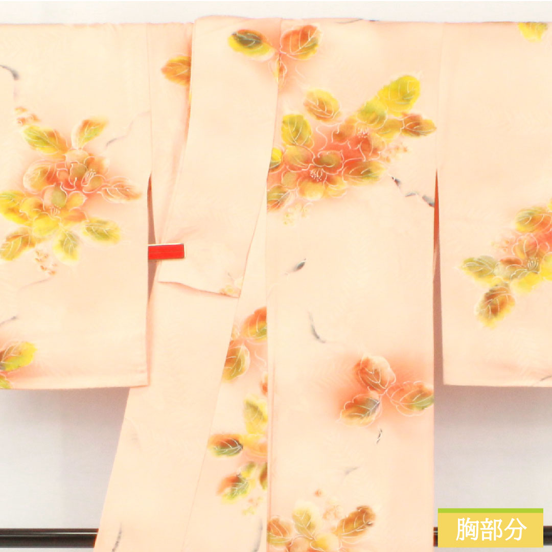 小紋 正絹 身丈157.5cm 裄丈62.5cm 袷 濡れ描き友禅 抽象花 しつけ糸付き Aランク ピンク系 1115004873313