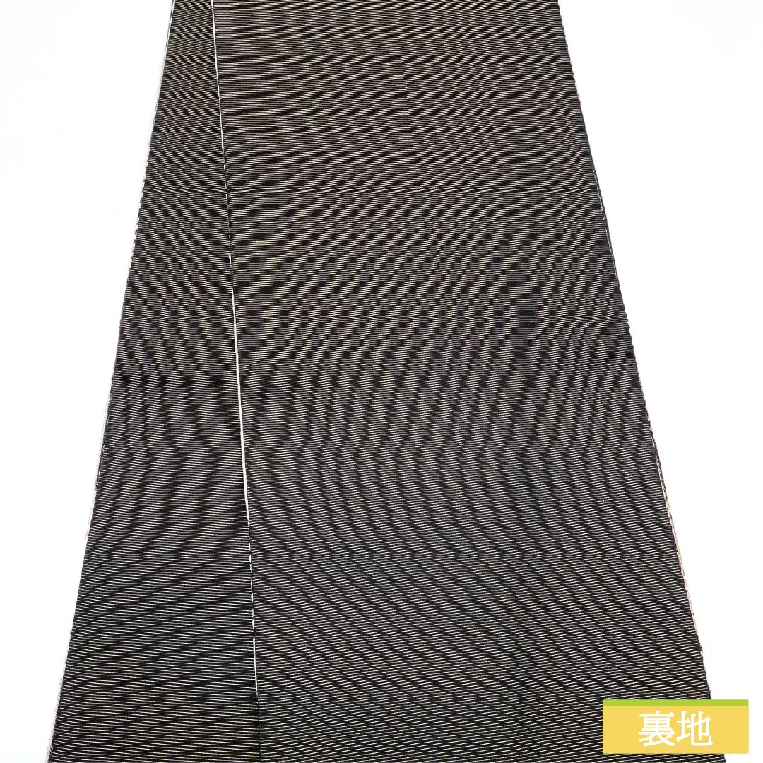 袋帯 正絹 黒色（くろいろ） 無月 刺繍 幾何学模様 帯丈434cm Sランク 全通 セミフォーマル 黒系 1123012152310
