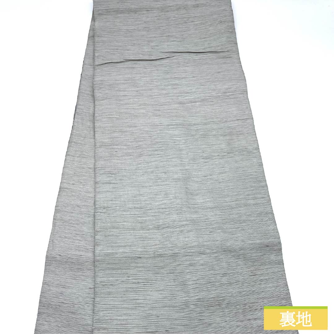 袋帯 正絹 薄鼠色（うすねずいろ） すくい織 波 帯丈452cm Aランク ポイント柄 カジュアル グレー系 1123012413422