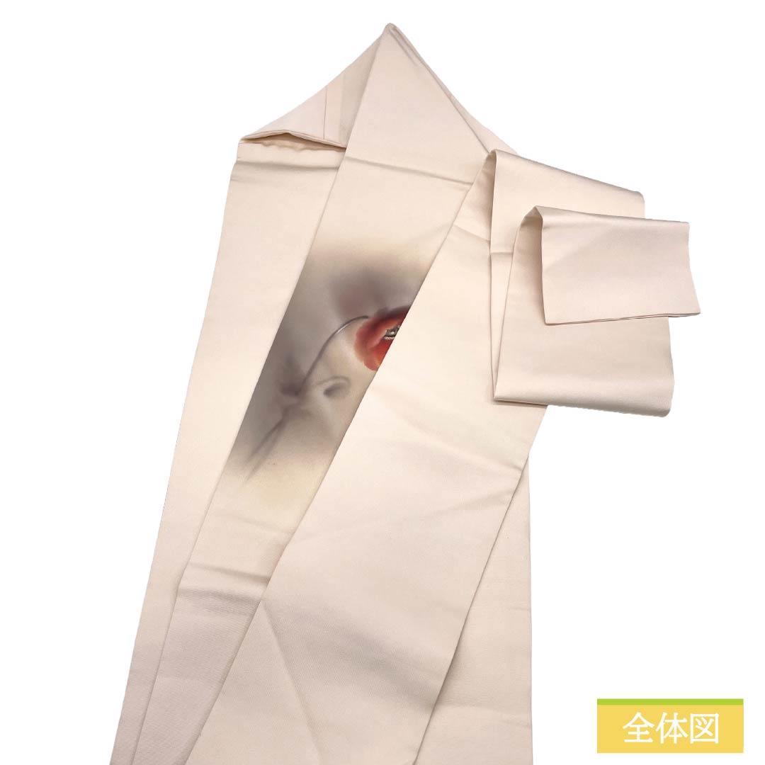 名古屋帯 正絹 Aランク 名古屋仕立て 砥粉色（とのこいろ） 作家物 花瓶に花 染め帯 帯丈351cm ポイント柄 セミフォーマル ピンク系 1124014253313