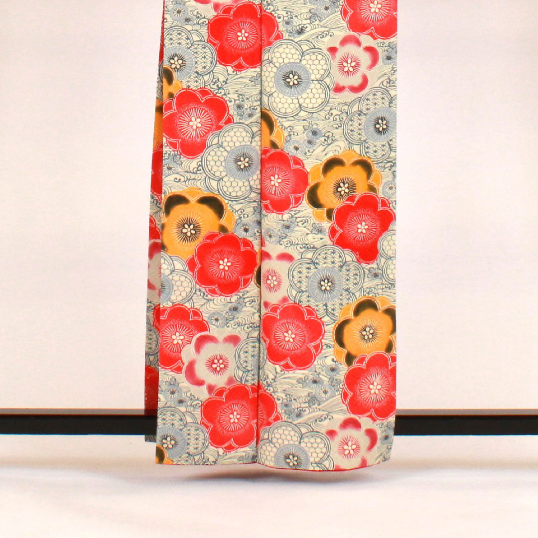 小紋 身丈162cm 裄丈66cm 袷  京紅型 波 梅柄  正絹 Aランク 白系 1115000523411