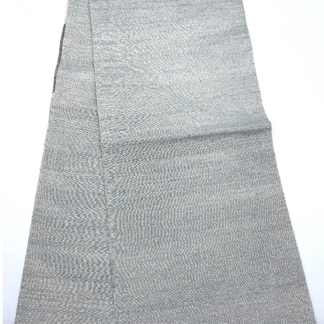 袋帯 銀白色色（ぎんはくしょくいろ） 夏帯 抽象模様 夏物 帯丈430cm 正絹 Bランク ポイント柄 カジュアル グラデーション系 1123007764399