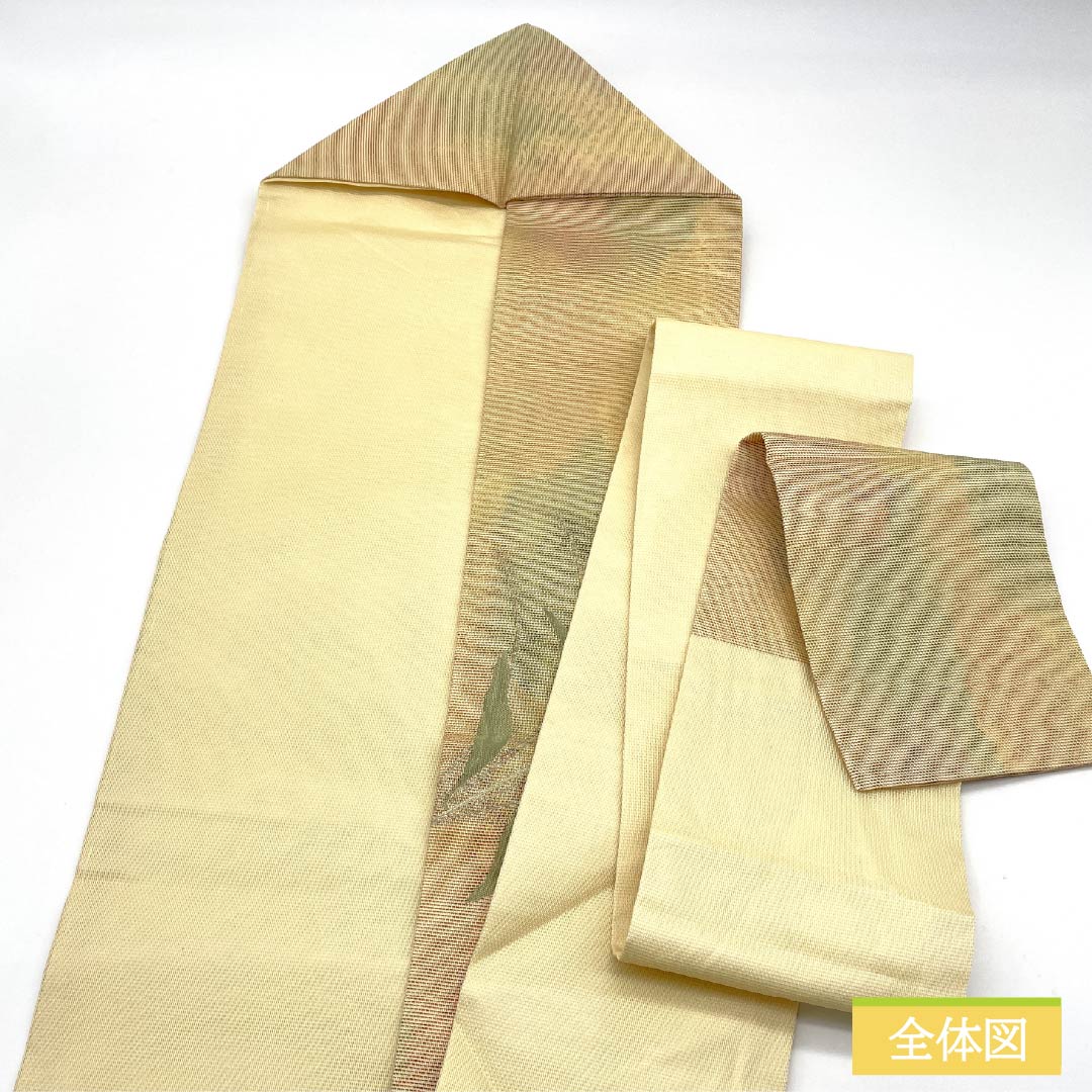 名古屋帯 正絹 引箔 夏帯 刺繍 桔梗 帯丈355cm Sランク ポイント柄 セミフォーマル グラデーション系 1124008682399 名古屋仕立て