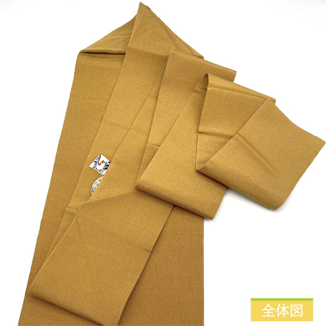 名古屋帯 土布色（トウプースーいろ） 京紅型 ちりめん地 熨斗 帯丈369cm 正絹 Sランク ポイント柄 カジュアル 黄系 1124007972323 名古屋仕立て