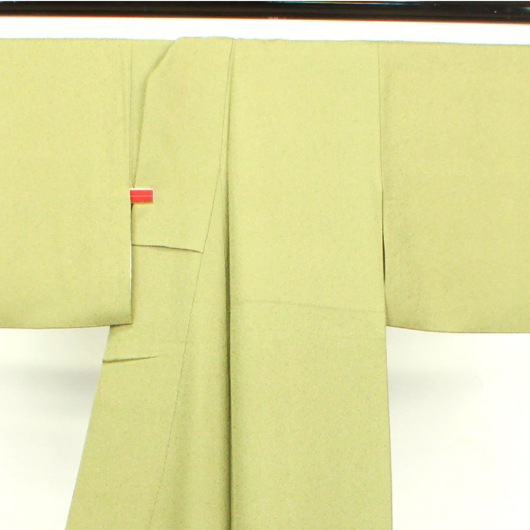 小紋 身丈153.5cm 裄丈62cm 袷  利休色 江戸小紋 作家物 鮫  正絹 Aランク 緑系 1115003443219